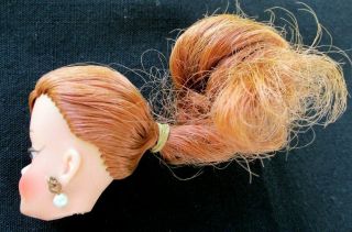 Vintage Clone Swirl Ponytail Barbie Doll Head RARE Red Titian Hair Mitzie U Mark 2