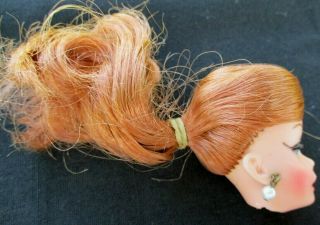 Vintage Clone Swirl Ponytail Barbie Doll Head RARE Red Titian Hair Mitzie U Mark 3
