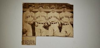 Lou Gehrig Tony Lazzeri Mark Koenig Joe Dugan 1926 Boston Herald Colorfoto Rare