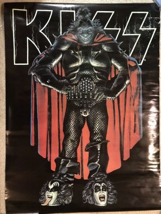 Kiss Demon Drawing Gene Simmons Vintage Poster Late 70’s Rare