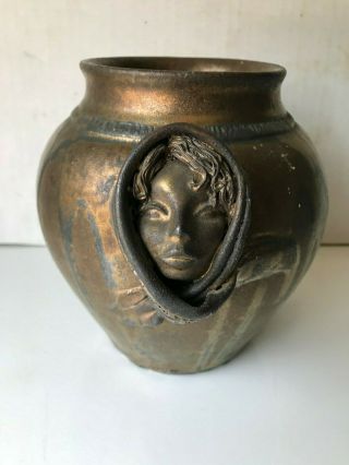 Rare Martha Naranjo Pottery Vase Signed - With Attached Lady 