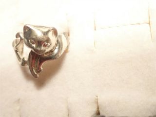 Grandmas Rare Cat 925 Sterling Silver Old Pawn Ring