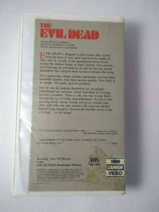 The Evil Dead VHS Rare HBO Cannon Video Version Horror Bruce Campbell Sam Raimi 2