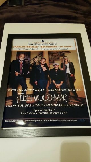Fleetwood Mac Rare John Paul Jones Arena Virginia Concert Promo Poster Framed