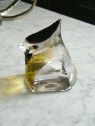 Rare Mats Jonasson Maleras Birdie Crystal Glass Sculpture Sweden