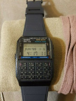 Rare Vintage 1985 Casio Dbx - 102 Data Bank Worldtime Calculator Watch.
