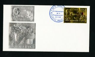 Haiti Cover Rare Fdc W/silver & Gold Stamp 1968
