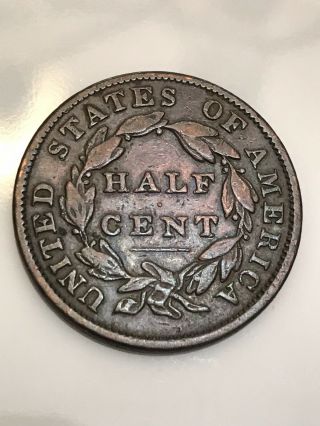 Better Grade,  Rare 1834 Classic Head Half Cent.  Very Low Mintage