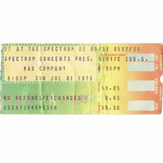 Bad Company Concert Ticket Stub Philadelphia 7/1/79 Desolation Angels Tour Rare