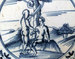 Very Rare Delftware Tile - ADAM and EVE,  Circa 1700 2