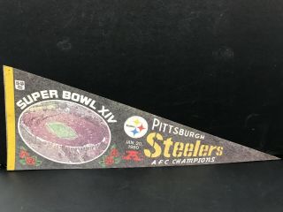 Pittsburgh Steelers Bowl Xiv Pennant Signed Autographed By Lynn Swann Rare