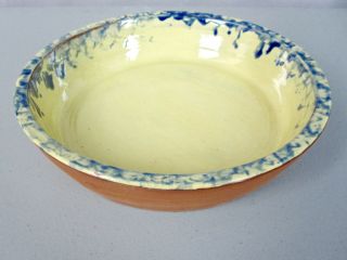 Huberhaus Pottery_rare Yellow/blue Glaze Pie Plate,  Signed_exc_ships