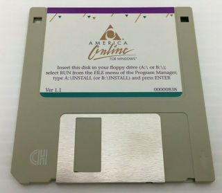 Vintage Aol America Online For Windows Version 1.  1 Internet Disk Rare 1993