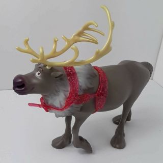 Disney Frozen Sven Plastic Reindeer Toy 9 " Long With Pink Harness Rare Vhtf Toy