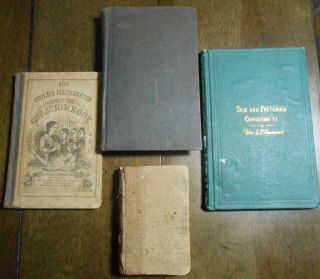 4 Rare Antique Early Christian Themed Books 1822 American Imprint Songs Bible