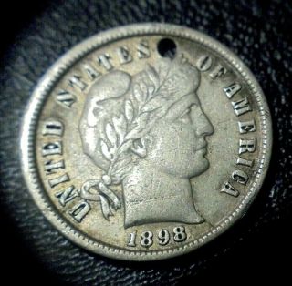 Semi Key Xf - Au,  Ch 1898 Barber Dime Philadelphia Silver Rare Coin