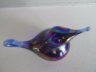 Rare Joe St.  Clair Art Glass Freeform Bird Cobalt Blue Iridescent Carnival 2