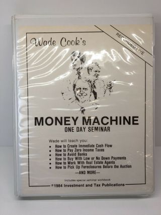Wade Cook Rare Money Machine Seminar Cassette Set Audiobook 1984 W/workbook