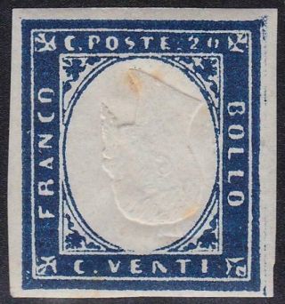 Sardinia 1861 Veii 20c Inverted Head Rare Mh,  Signed,  Cat.  $14,  000 T18393