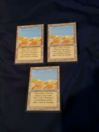 X3 Rare Old Schooldesert - Mirage Variant - Mtg - Arabian Nights - 3 Cards