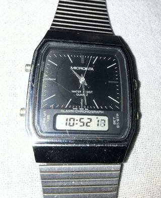 Vintage Micronta Digital Analog Quartz Alarm Chronograph Wristwatch Watch Rare