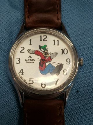 Vintage Disney Lorus Goofy Watch Backwards Dial Rare