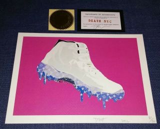 Death Nyc Ltd Ed Rare Signed Sm Art Print 21x15cm Nike Michael Air Jordan Banksy