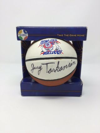 Rare Jerry Tarkanian Fresno State Bulldogs Signed Mini 5” Basketball