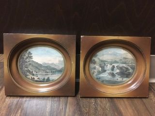 Rare Antique Early 1800s Georgian? (2) Hand Tinted English Engravings Steel? Art