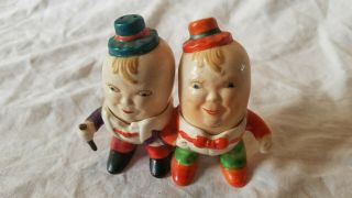 " Rare " Vintage Ceramic Tweedledee & Tweedledum Salt & Pepper Shakers