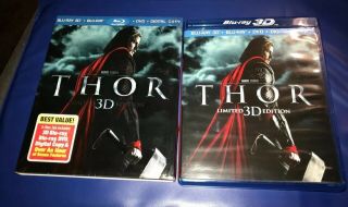 Marvel Studios Thor 1 3d Blu - Ray Dvd Digital Limited Edition Rare Oop Slipcover