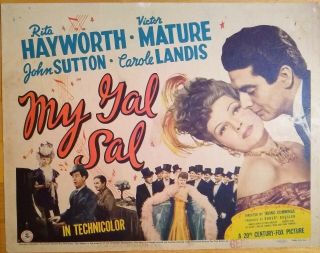 My Gal Sal Title Lobby Card 1942 Rita Hayworth Victor Mature Carol Landis Rare