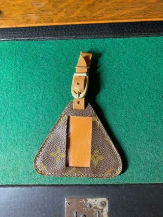 Vintage Louis Vuitton Luggage Tag Id Holder French Co.  Monogram Triangle Rare