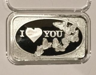 I Love You & Butterflies Collectible Rare Bar 1 Troy Oz.  999 Fine Silver Ingot