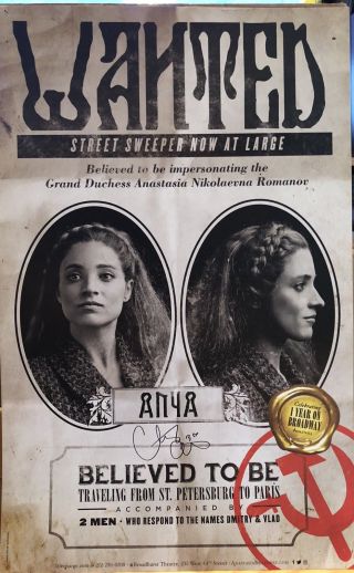Christy Altomare Signed Rare Anastasia Broadway Poster Windowcard