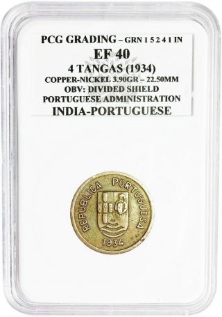 India Portuguese - Portuguese Administration - 4 Tangas 1934 - Rare Coin Prt7