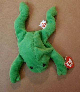 Ty Beanie Baby Legs The Frog 3rd Gen Hang Tag Near RARE 4