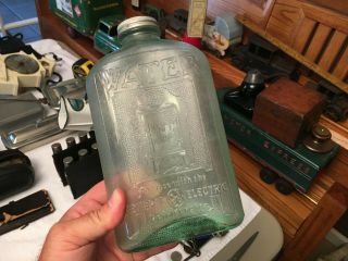 Vintage Ge Monitor Refrigerator Glass Water Bottle W Cap Tin Sign Ice Box Rare
