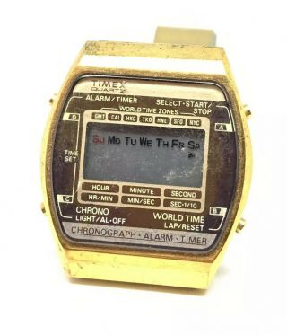 Vintage Rare 1987 Timex Digital Alarm Chronograph Mens Watch Needs A Battery