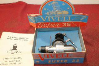Rare 1946 Vivell 35 Model Airplane Ignition Engine Control Line Ff.  35