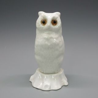Rare Figural Rs Prussia Owl Porcelain Candle Fairy Lamp With Glass Eyes