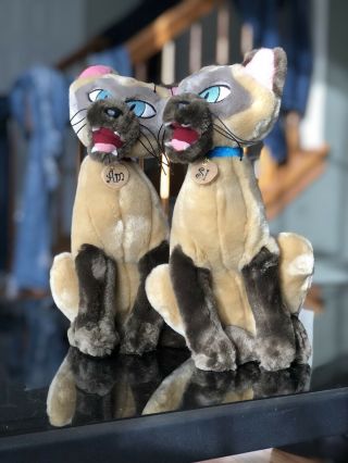 Si & Am Siamese Cats Lady & Tramp Rare Walt Disney World Plush Set 10 " With Tags