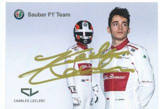Charles Leclerc 2018 Sauber F1 Team Official Hand Signed Driver Card (very Rare)