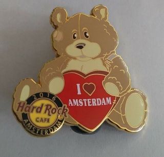 Hard Rock Cafe Hrc 2016 I Love Amsterdam Love Teddy Bear Collectible Pin Rare Le