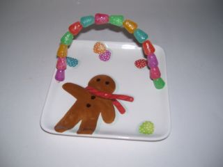 Vintage Hallmark Gingerbread Man Tray With Candy Handle Rare Candy Cookie Dish