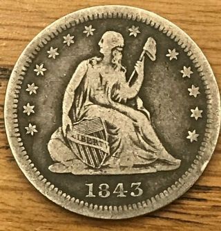 1843 - O Seated Liberty Quarter - Rare O