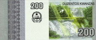 Angola 200 Kwanzas 2012 - Tchimbue Falls,  P154a,  Unc,  Very Rare