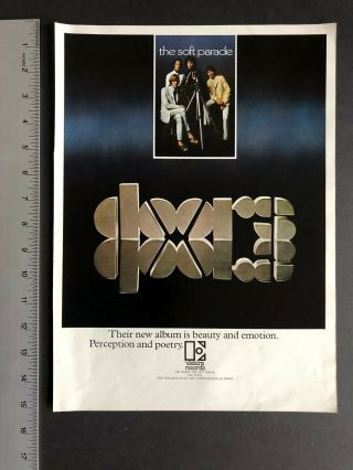 The Doors Rare 1969 11x15” “soft Parade” Album Release Promo Ad