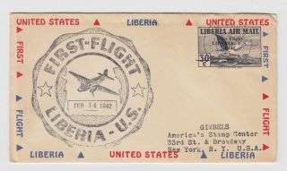 Birds,  Wwii Airmail: Rare Liberia Sc.  C24 (388 Exist) On 1942 First Flight Cover