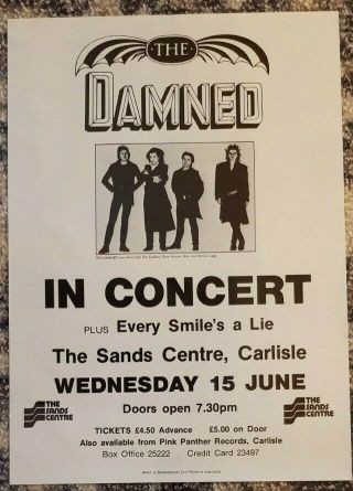 The Damned - Carlisle Gig Promotional Poster Rare